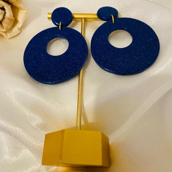 Handmade, handmade blue glitter earring - Dreamal Dezignz