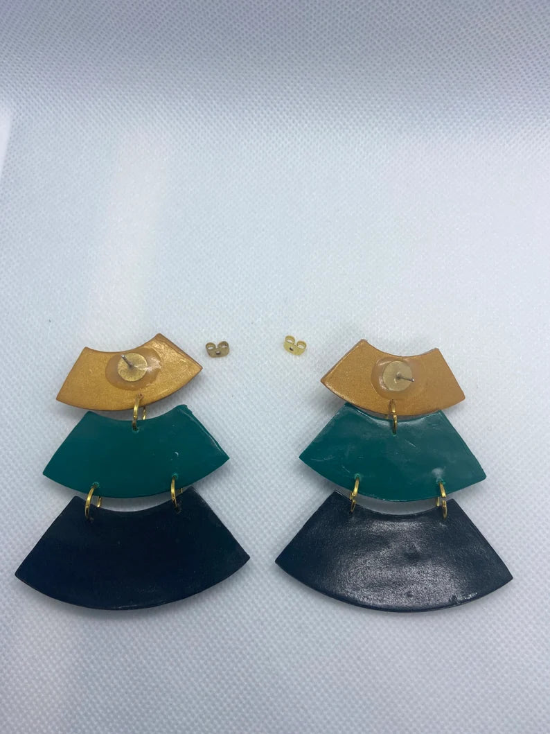 Handmade polymer clay statement earring - Dreamal Dezignz