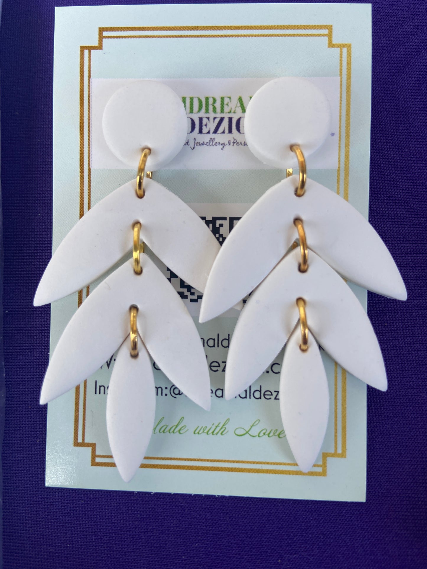 Polymer Clay leaf dangle earring