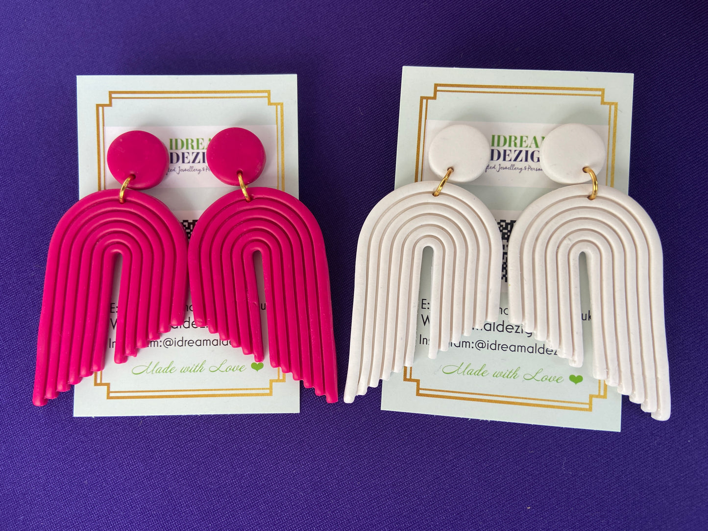 Polymer Clay arch statement earring