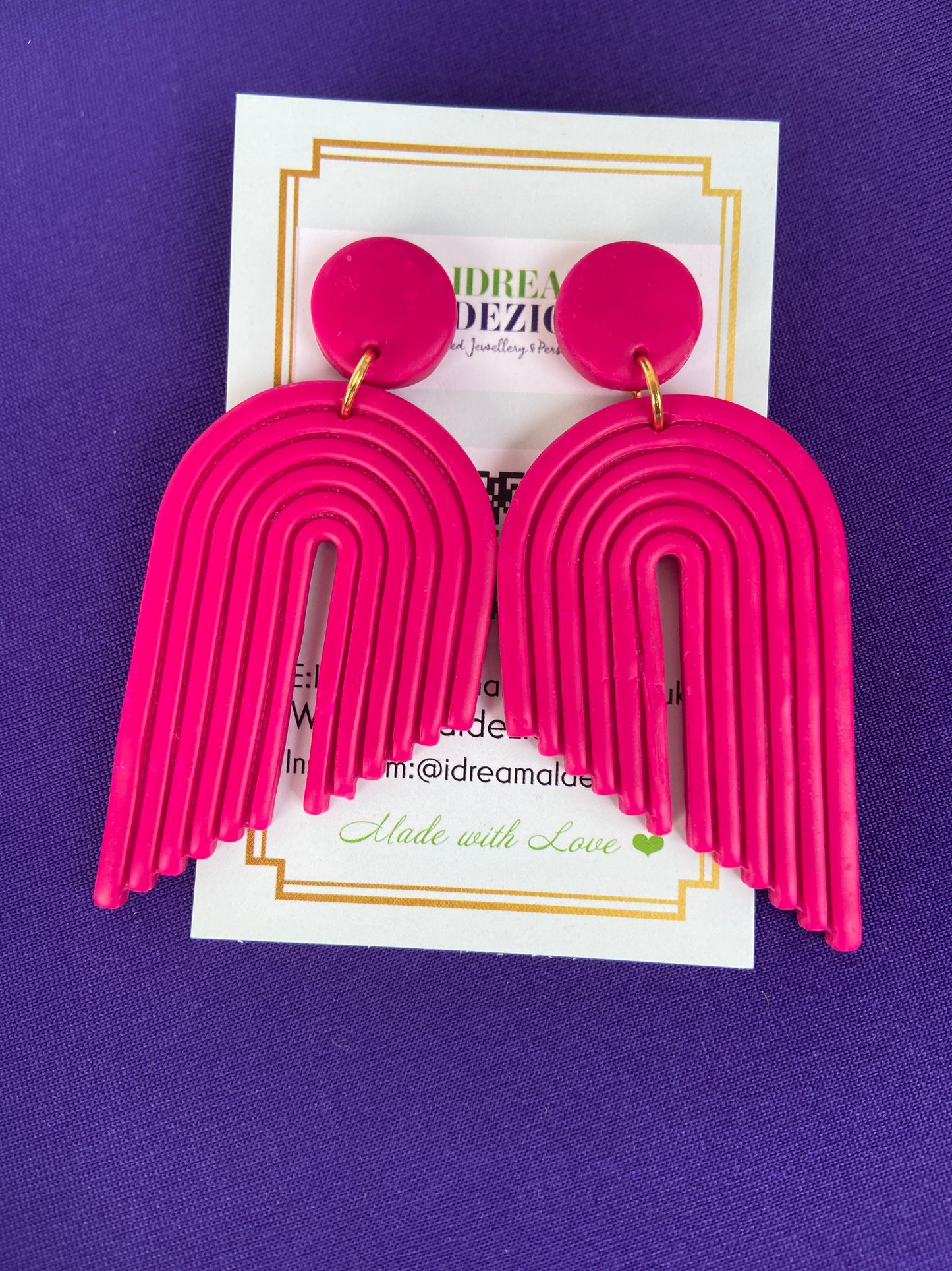 Polymer Clay arch statement earring