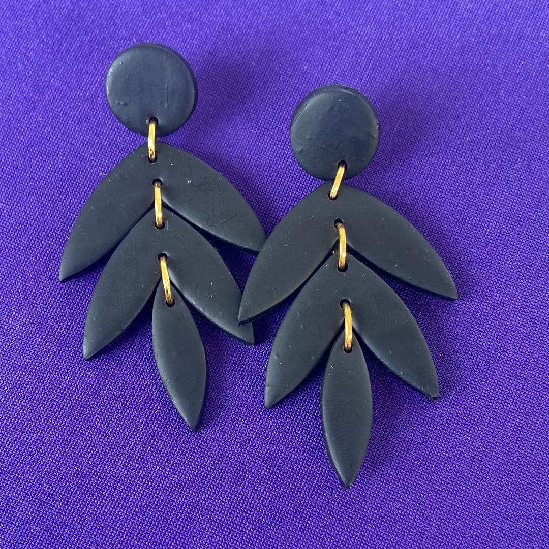 Polymer Clay leaf dangle earring