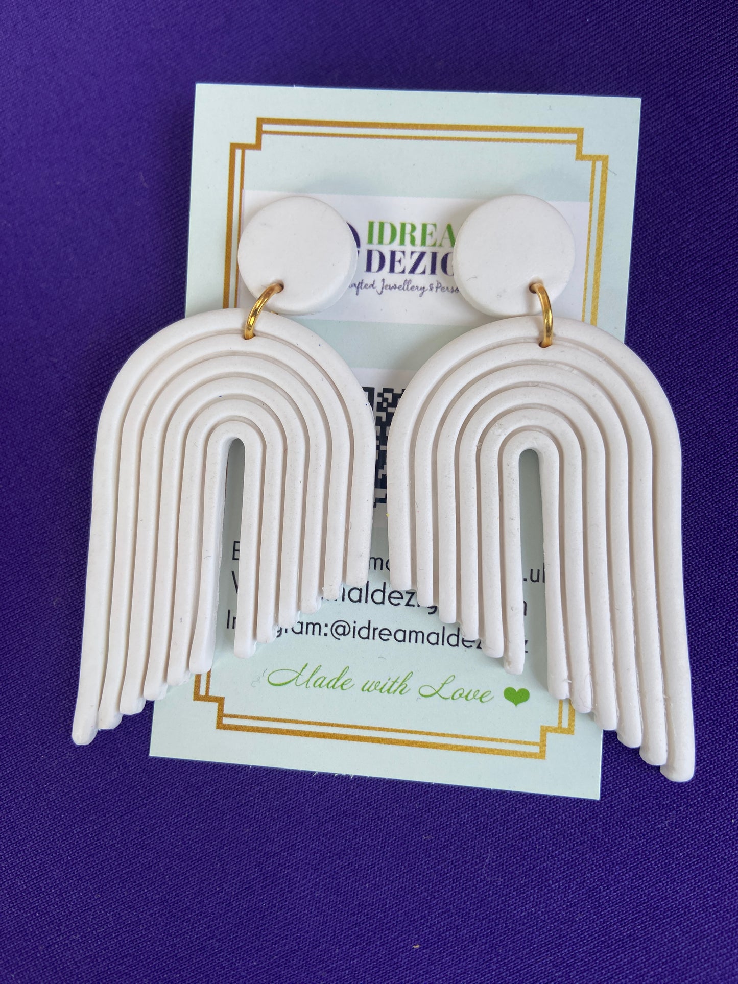 Polymer Clay arch statement earring