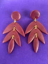 Polymer Clay leaf dangle earring