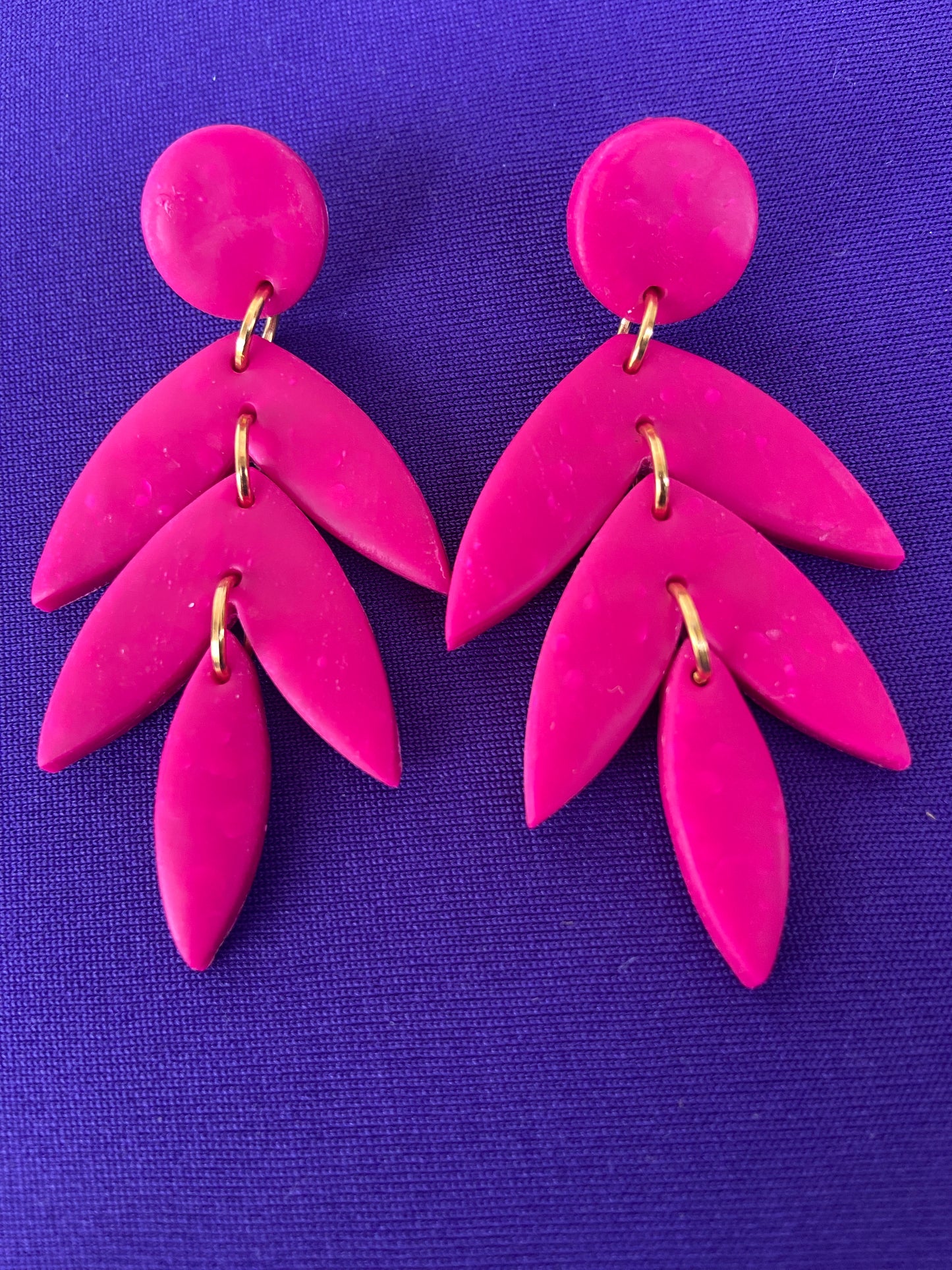 Polymer Clay leaf dangle earring